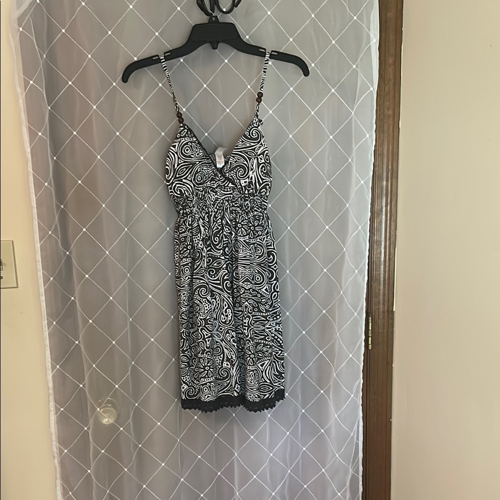 No Boundaries Black and White Swirl Mini Dress